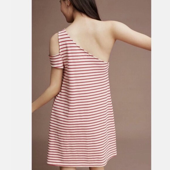 Maeve for Anthropologie One-Shoulder Cotton Dress – Size Medium Coastal Chic - Picture 2 of 6
